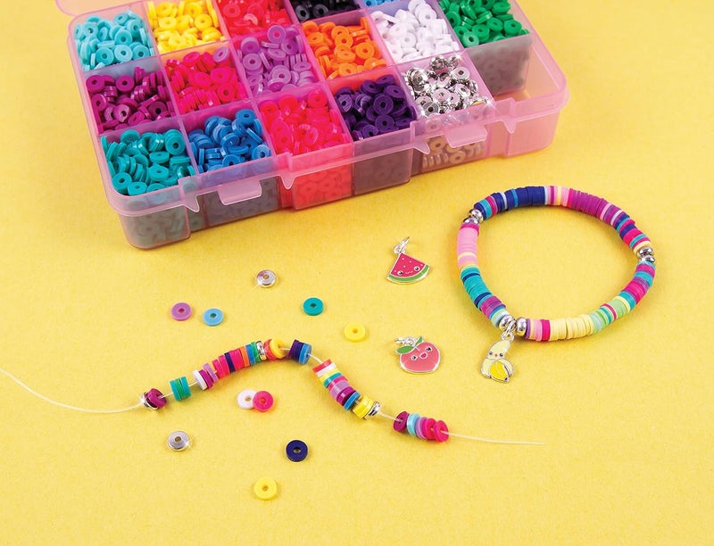 Make It Real Heishi Beads Making Kit Silver Charms and Storage Box - Ideal for Friendship Bracelets - Image 5